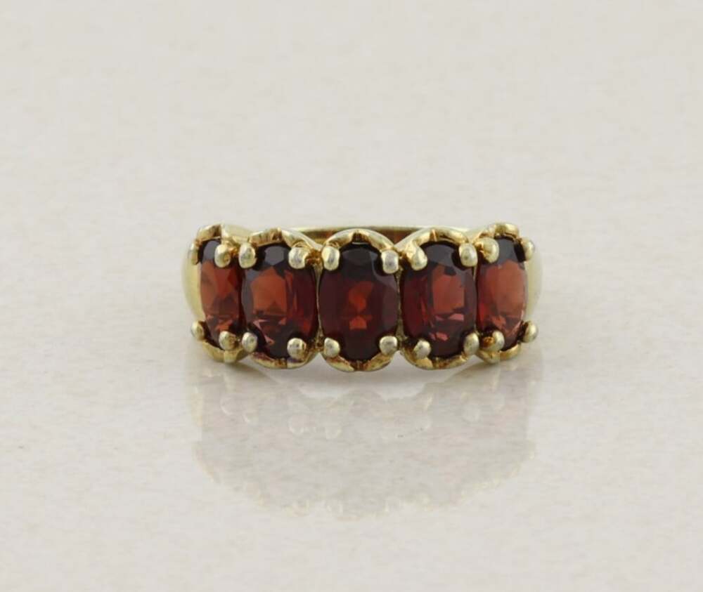 18k Gold Over Sterling Silver Natural Garnet Ring Size 8